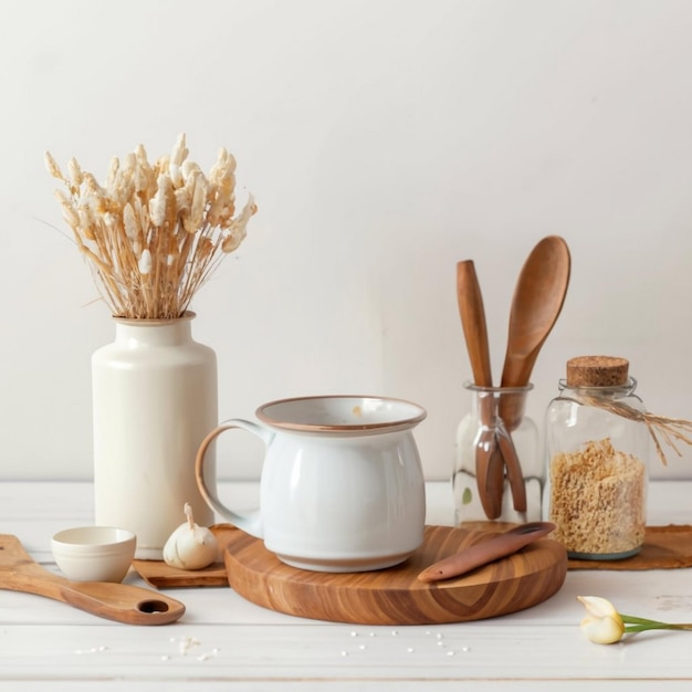 Kuchnia z naczyniami